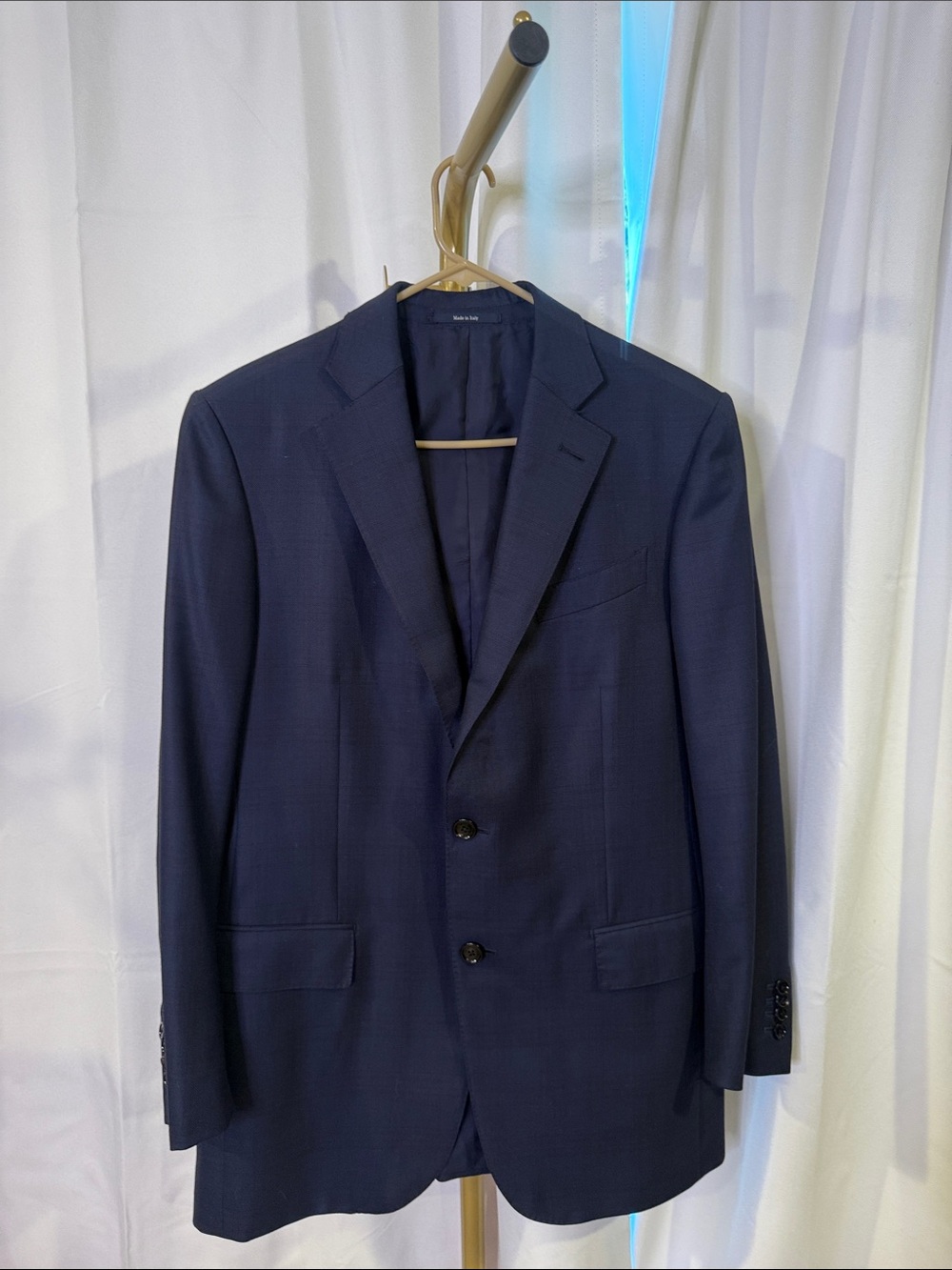 Ermenegildo Zegna Trofeo 600 Mens Blue Wool & Silk Blazer Jacket EU 52R US 42